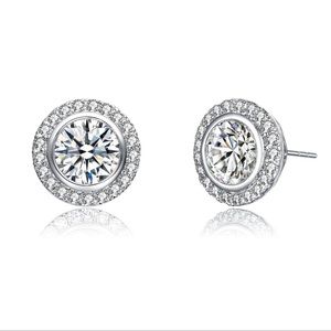 {NWOT} Genevive Pave Stud Earring, Silver